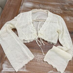 Elegant Cream Crochet Women Top